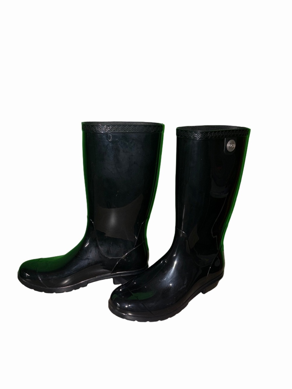 🆕💜 UGG Shaye Women’s Black Glossy Tall Waterproof Rain Boots Size 10